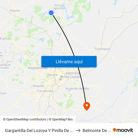 Gargantilla Del Lozoya Y Pinilla De Buitrago to Belmonte De Tajo map