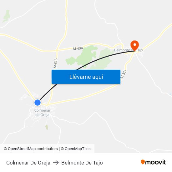 Colmenar De Oreja to Belmonte De Tajo map