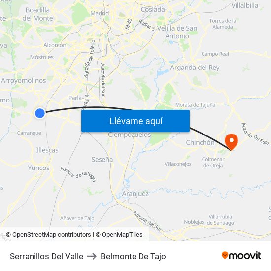 Serranillos Del Valle to Belmonte De Tajo map