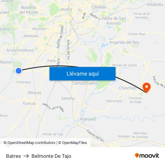 Batres to Belmonte De Tajo map