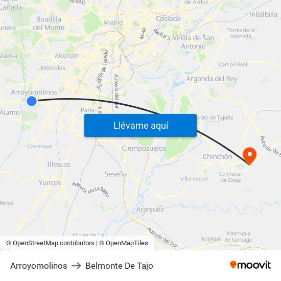 Arroyomolinos to Belmonte De Tajo map
