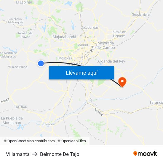 Villamanta to Belmonte De Tajo map
