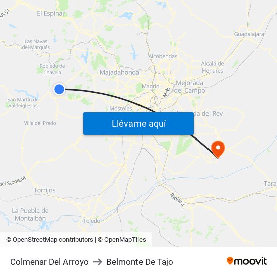 Colmenar Del Arroyo to Belmonte De Tajo map