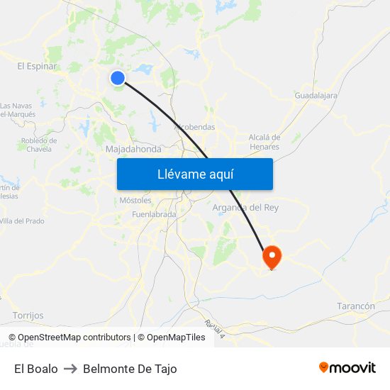 El Boalo to Belmonte De Tajo map