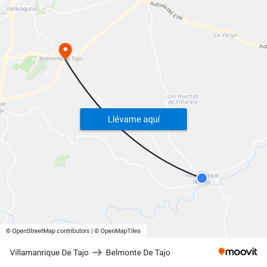 Villamanrique De Tajo to Belmonte De Tajo map