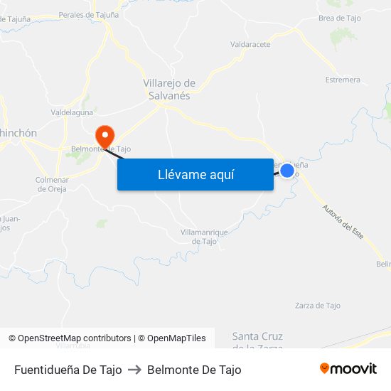 Fuentidueña De Tajo to Belmonte De Tajo map