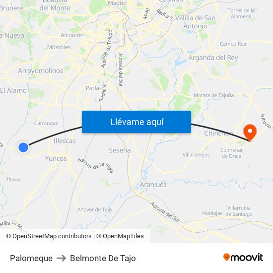 Palomeque to Belmonte De Tajo map