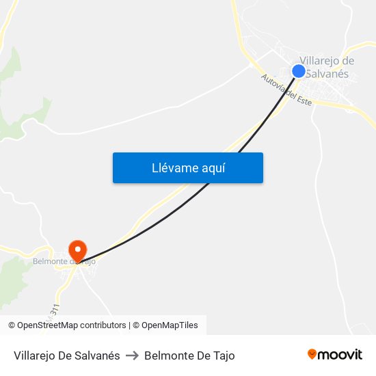 Villarejo De Salvanés to Belmonte De Tajo map