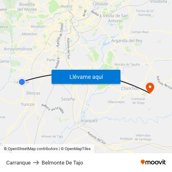 Carranque to Belmonte De Tajo map