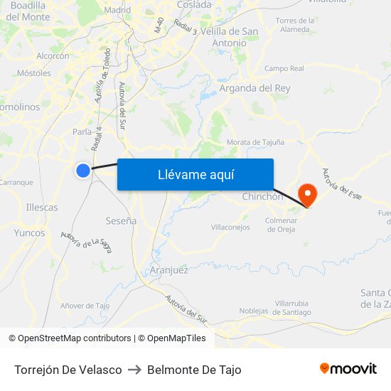 Torrejón De Velasco to Belmonte De Tajo map