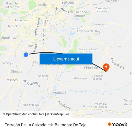 Torrejón De La Calzada to Belmonte De Tajo map