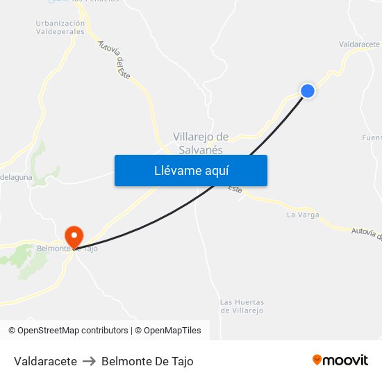 Valdaracete to Belmonte De Tajo map