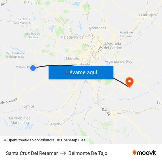 Santa Cruz Del Retamar to Belmonte De Tajo map