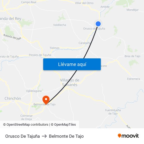 Orusco De Tajuña to Belmonte De Tajo map