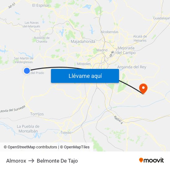 Almorox to Belmonte De Tajo map