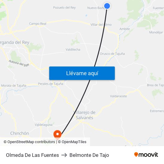 Olmeda De Las Fuentes to Belmonte De Tajo map