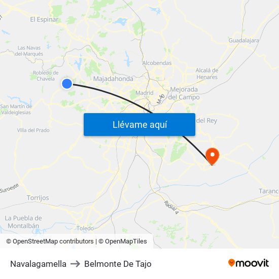Navalagamella to Belmonte De Tajo map