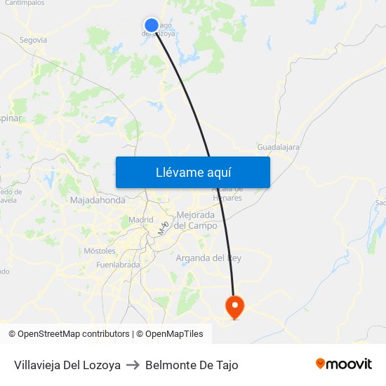Villavieja Del Lozoya to Belmonte De Tajo map