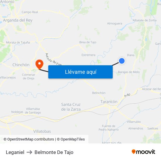 Leganiel to Belmonte De Tajo map