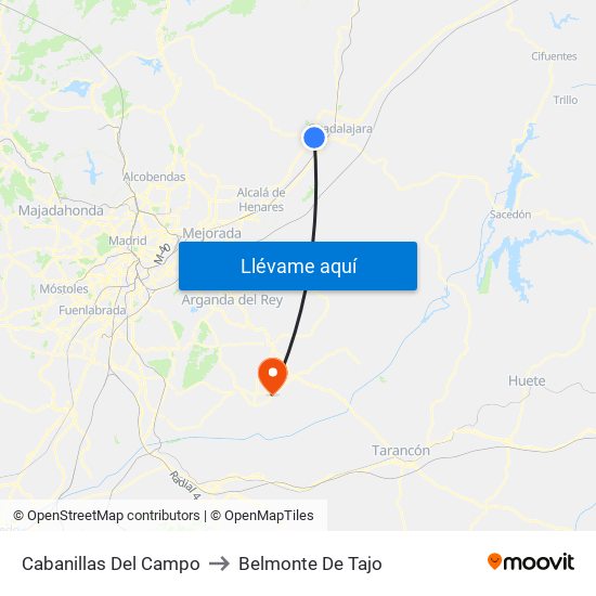 Cabanillas Del Campo to Belmonte De Tajo map