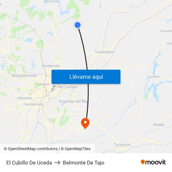 El Cubillo De Uceda to Belmonte De Tajo map