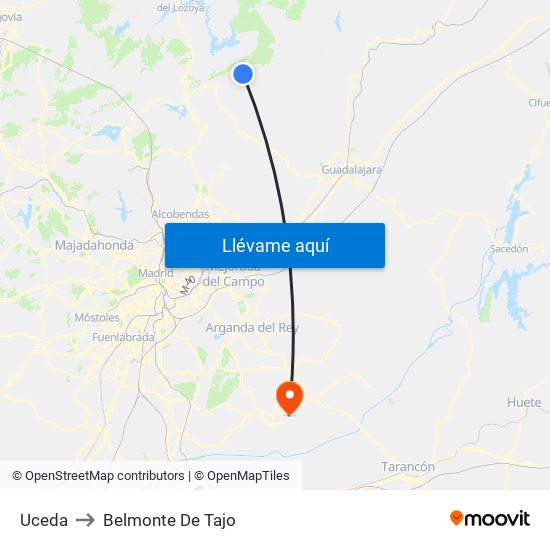 Uceda to Belmonte De Tajo map