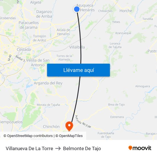 Villanueva De La Torre to Belmonte De Tajo map