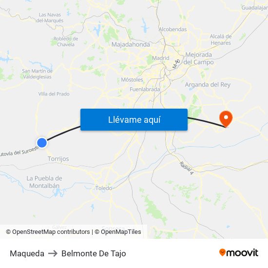Maqueda to Belmonte De Tajo map