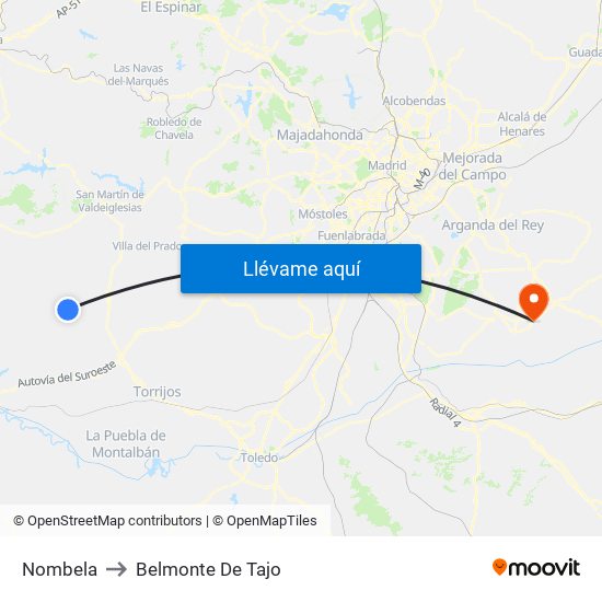 Nombela to Belmonte De Tajo map