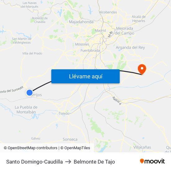 Santo Domingo-Caudilla to Belmonte De Tajo map