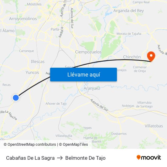 Cabañas De La Sagra to Belmonte De Tajo map