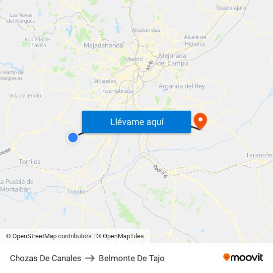 Chozas De Canales to Belmonte De Tajo map