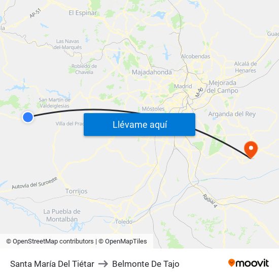 Santa María Del Tiétar to Belmonte De Tajo map