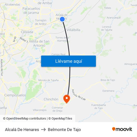 Alcalá De Henares to Belmonte De Tajo map
