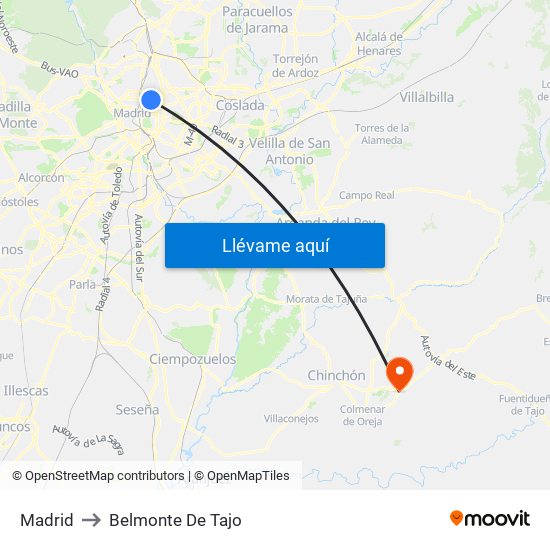Madrid to Belmonte De Tajo map