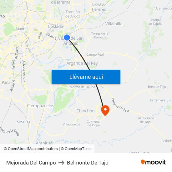 Mejorada Del Campo to Belmonte De Tajo map