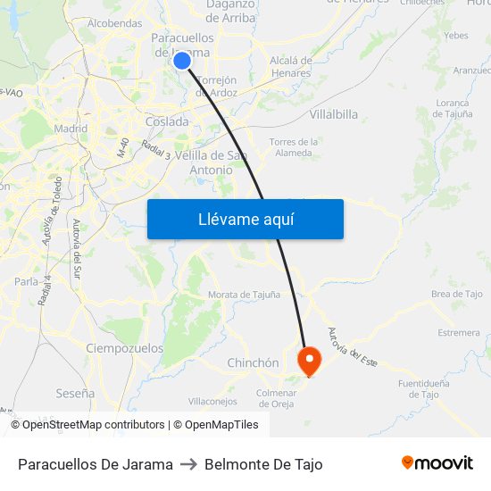 Paracuellos De Jarama to Belmonte De Tajo map