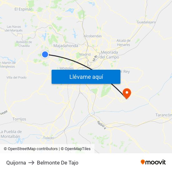 Quijorna to Belmonte De Tajo map