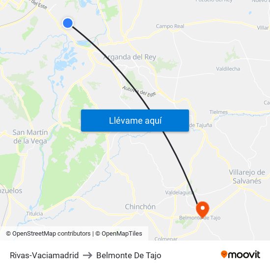 Rivas-Vaciamadrid to Belmonte De Tajo map