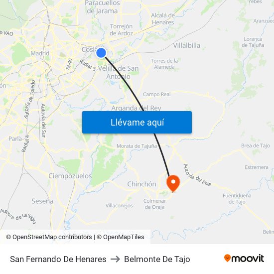 San Fernando De Henares to Belmonte De Tajo map