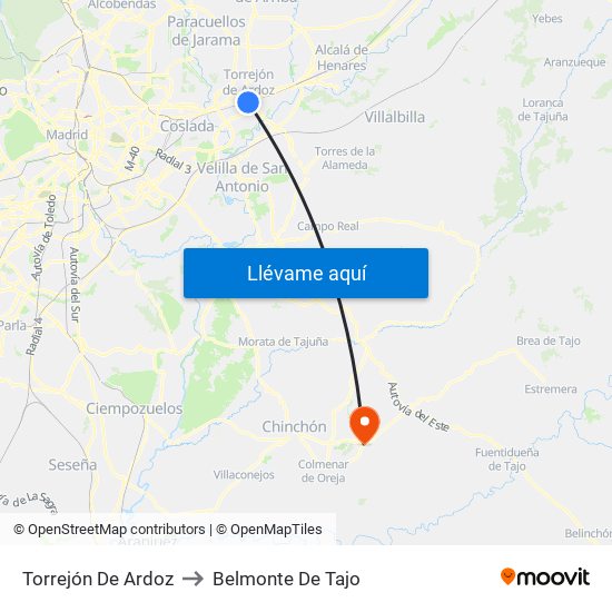Torrejón De Ardoz to Belmonte De Tajo map
