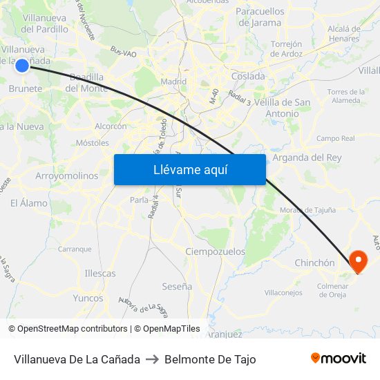 Villanueva De La Cañada to Belmonte De Tajo map