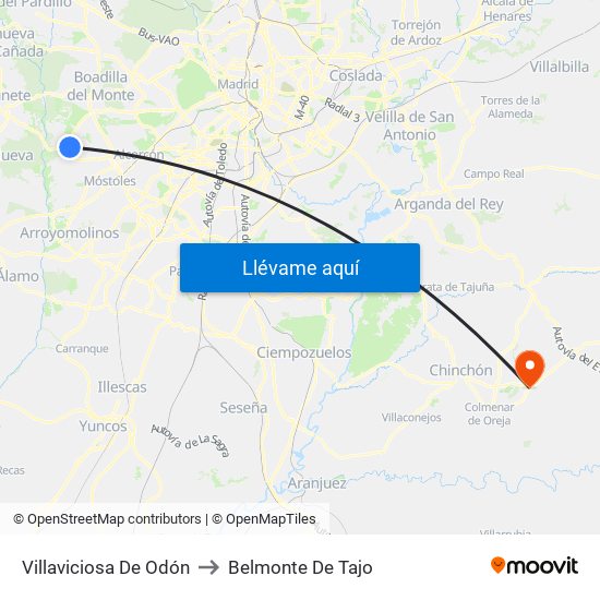 Villaviciosa De Odón to Belmonte De Tajo map