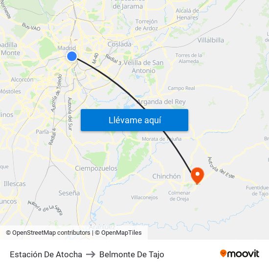 Estación De Atocha to Belmonte De Tajo map