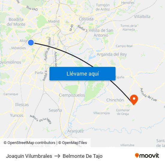 Joaquín Vilumbrales to Belmonte De Tajo map