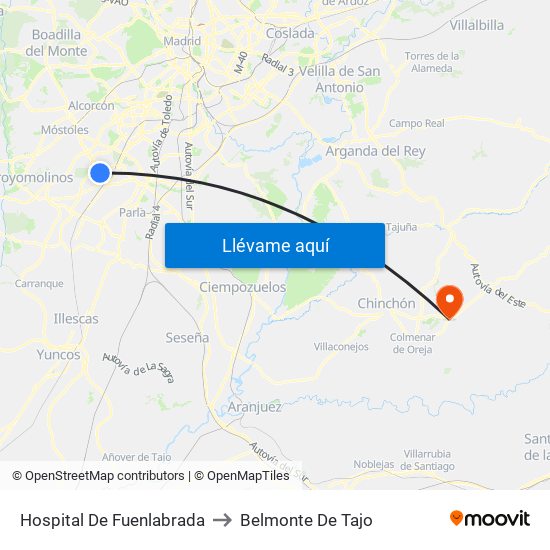 Hospital De Fuenlabrada to Belmonte De Tajo map