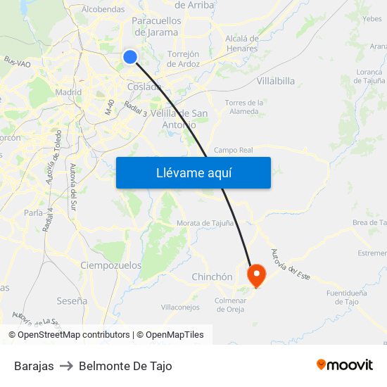 Barajas to Belmonte De Tajo map