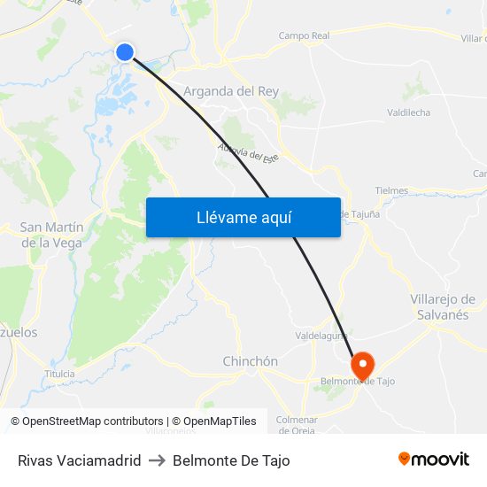 Rivas Vaciamadrid to Belmonte De Tajo map