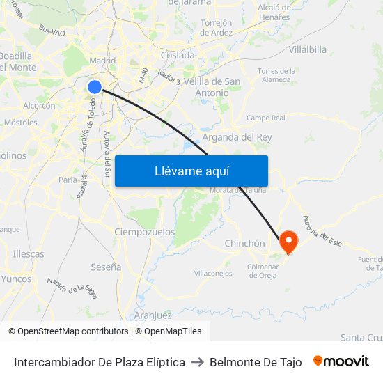 Intercambiador De Plaza Elíptica to Belmonte De Tajo map