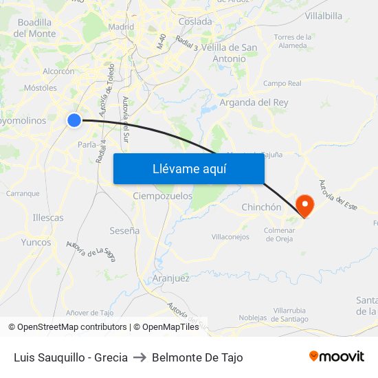 Luis Sauquillo - Grecia to Belmonte De Tajo map